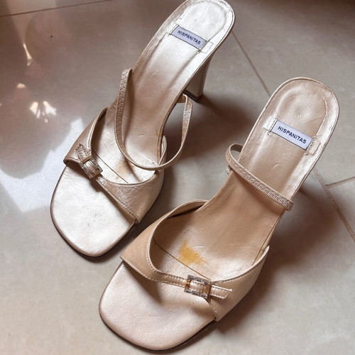 Hispanitas women's leather sandals used, size 38, rose gold
