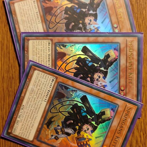 Springans Kitt Yu-Gi-Oh! cards set of 3 like new with Ultra Pro sleeves