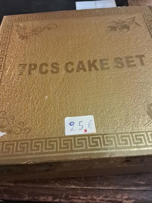 Cake plate set used, 7 pieces