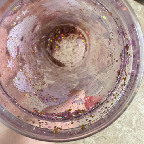 Disney glitter cup new with lid and straw holder