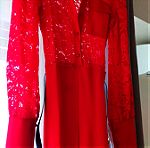  Δαντελένια ολόσωμη φόρμα σε κόκκινο χρώμα