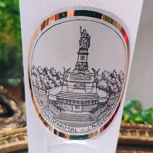 Niederwalddenkmal vintage German ice glass with gold rim