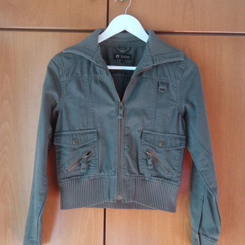 Biston jean jacket used, khaki, crop, slim fit, spring summer