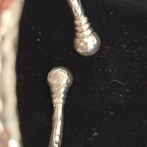 Handmade hammered silver 925 bracelet, Love silver