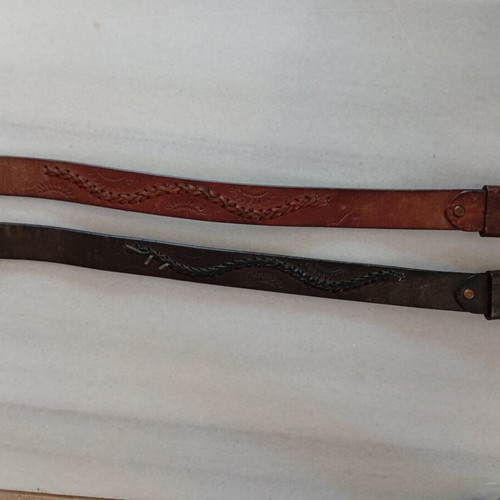 Leather belts unisex used, black and brown, size 105 cm