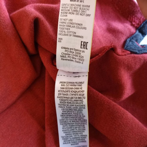 Marks & Spencer men's short-sleeve shirt medium used, red cotton