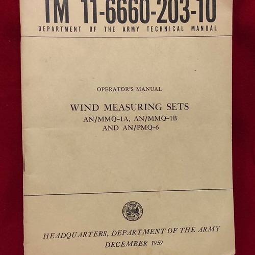 Wind Measuring Systems USA regulation TM 11-6660-203-10 edition 1959