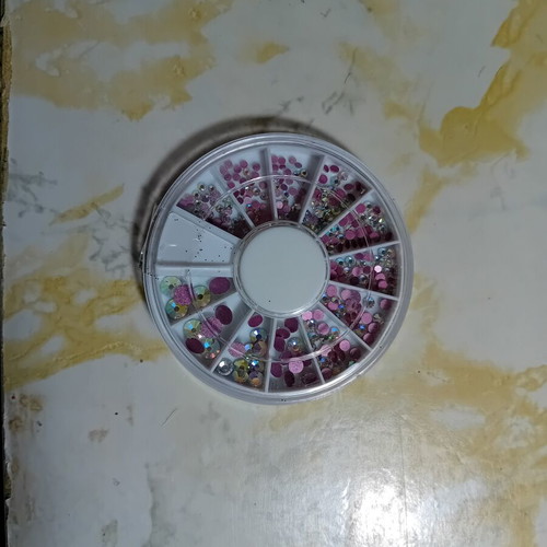 Nail art pigments and glitters used, various colors