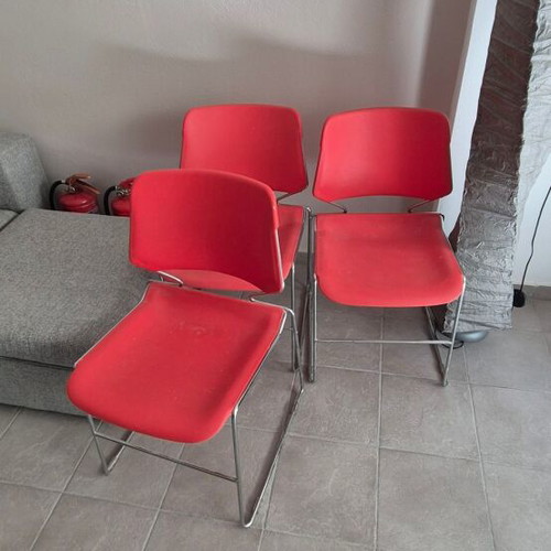 3 Chairs with metal frame
