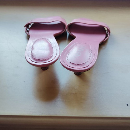 Pink slippers natural leather like new, size 41