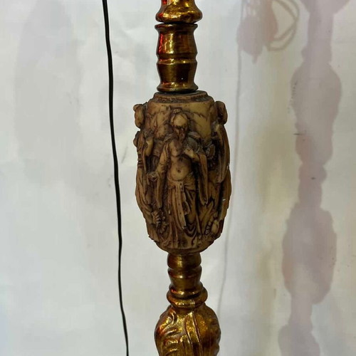 Vintage brass floor lamp with ornate baroque designs used