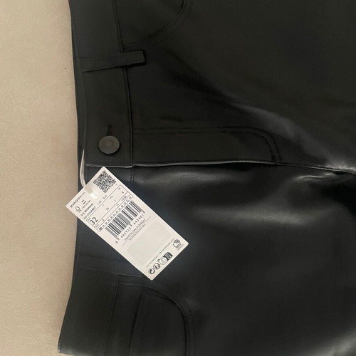 Leather pants Mango new, black, size XXS