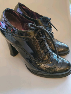 Replay women's oxford heels used, black patent leather