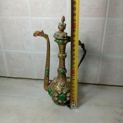 Decorative Oriental Jug used with green stones and pearls