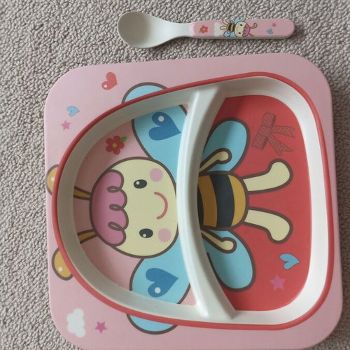 Toddler feeding set unused with plate, spoon, and fork
