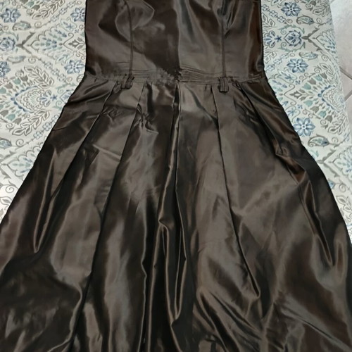 Zara satin strapless dress balloon hem brown size large new