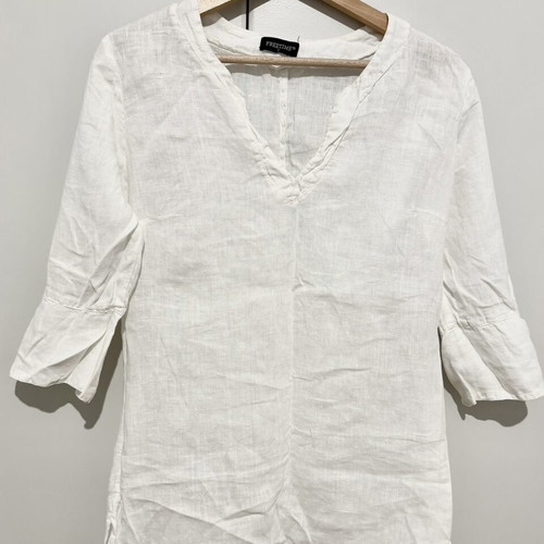 Linen blouse like new, white, one size
