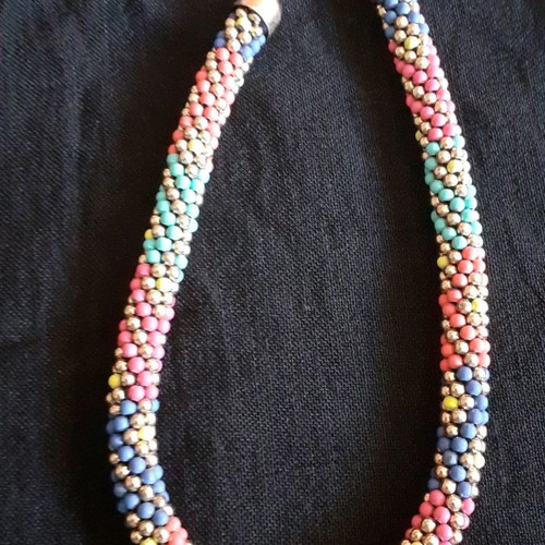Necklace used with gold-plated and colorful beads