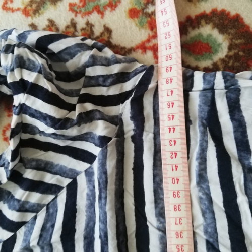Sa.Hara Blue Striped Blouse Medium Used Cotton 3/4 Sleeve