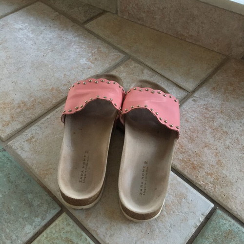 Zara pink clogs like new with gold studs