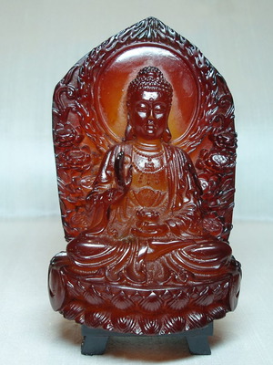 Εδώλιο κεχριμπάρι μεταχειρισμένο Shakyamuni Shakya Mani Buddha 18ος-19ος αιώνας