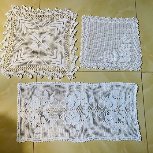 Handmade crochet cotton thread linens used