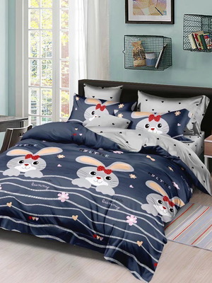 Children's cotton duvet cover set with pillowcase, blue, 160x240 cm