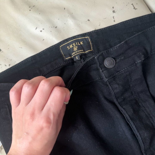 Sik Silk men's black small denim pants with red stripe in excellent condition