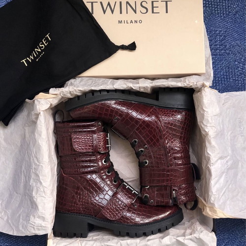 Twinset Milano Leather Combat Boots new, women's size 38