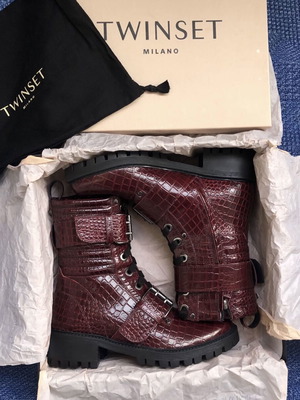 Twinset Milano Leather Combat Boots new, women's size 38