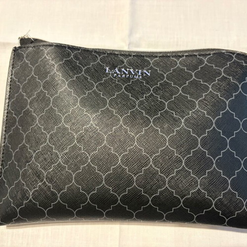 Lanvin toiletry bag new black with gray pattern and travel cosmetics