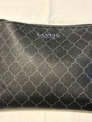 Lanvin toiletry bag new black with gray pattern and travel cosmetics