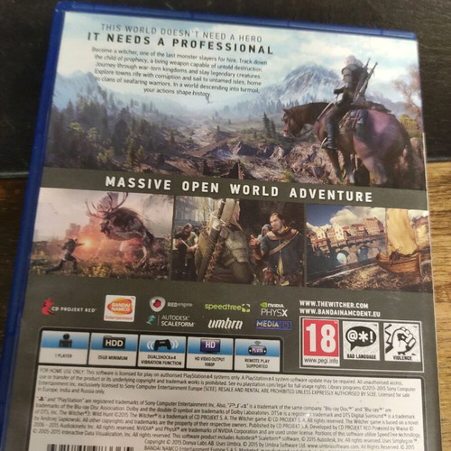 The Witcher Wild Hunt PS4 used adventure video game