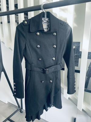 Guess Double-Breasted Wool Blend Coat Black Edition like new, size S