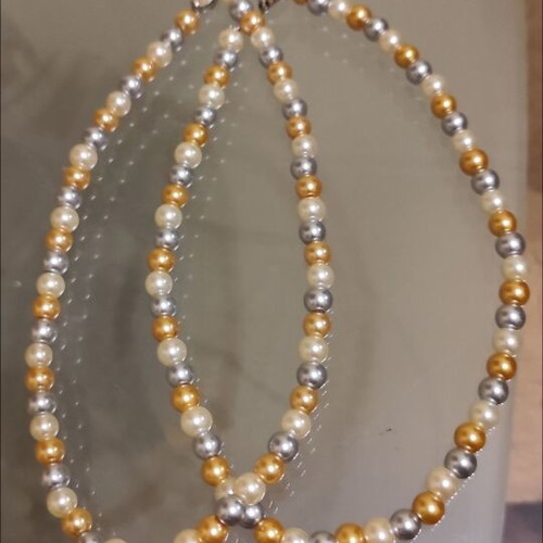 Necklaces with multicolored pearls new, set of two strands