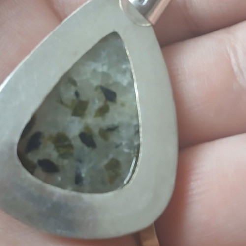 Pendant with natural stone in 925 silver, 5 cm, like new