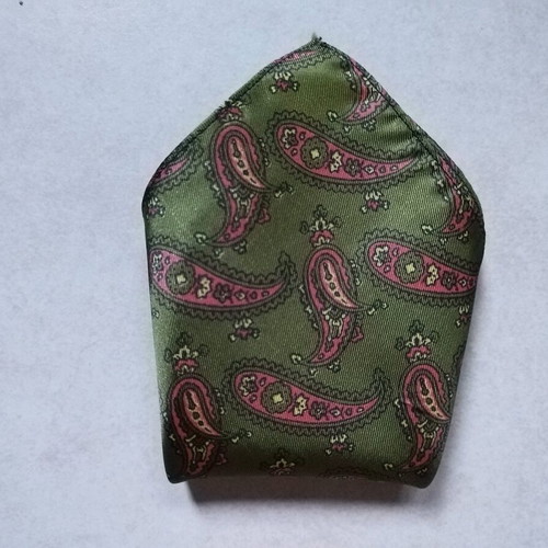 Pocket handkerchief with paisley used, green fabric