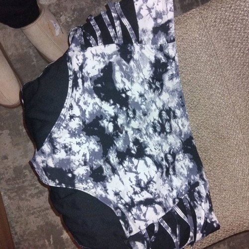 Plus size swimsuit used Parabita black and white, high waist
