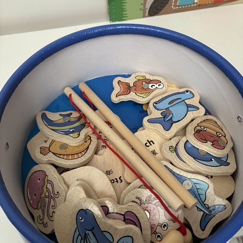 Wooden Fishing Game for Kids like new, educational