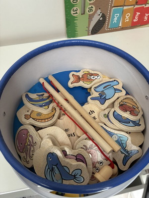Wooden Fishing Game for Kids like new, educational