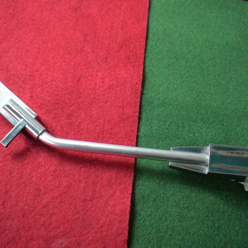 Record player tonearm with head shell and cartridge used, unknown type