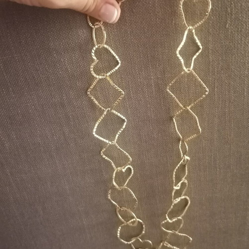Necklace with circles, squares and hearts, like new