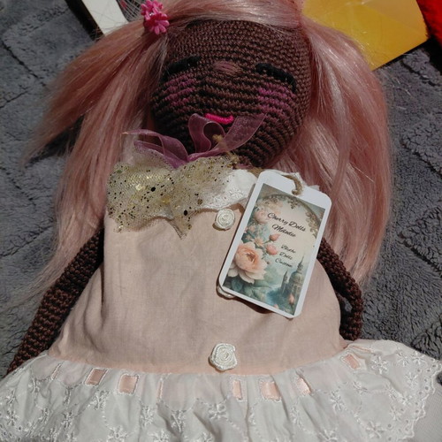 Handmade crochet amigurumi doll new with lace dress