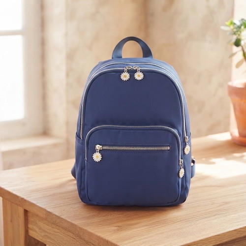 Backpack with Daisy Details, Blue