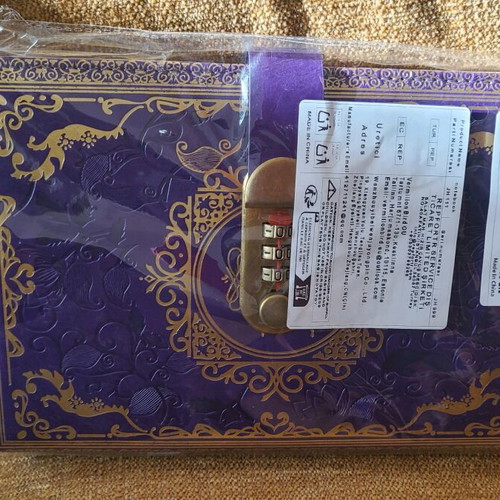 Purple A5 Notebook with Combination Lock and Gold Embossed Cover