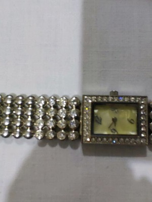 Evening watch with bracelet and rhinestones used, women's