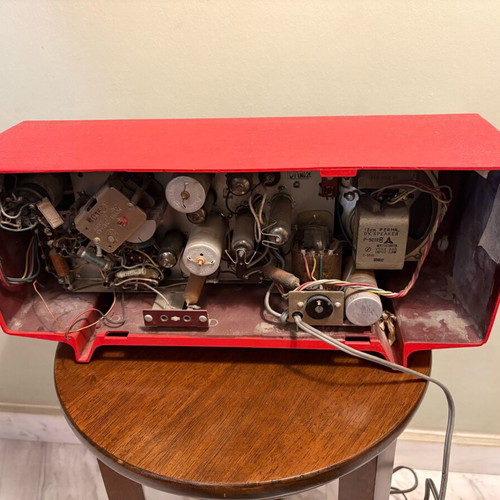 National DU-356 vintage radio used, made in Japan, red