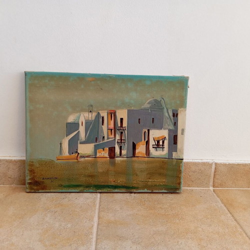 Oil painting on canvas used, island theme by Emmanouil 30x40