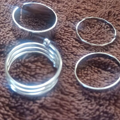 Set of 4 rings, silver-tone, Abel & Lula