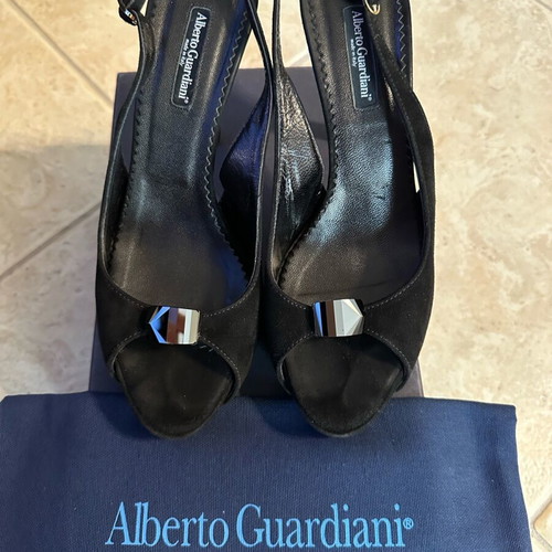 Alberto Guardiani black suede sandals like new, 10cm heel